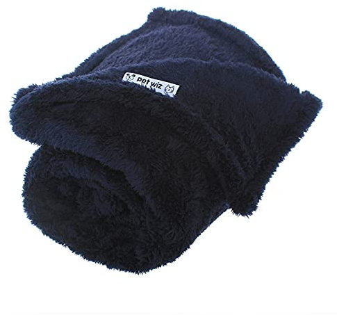 Soft Fluffy Fleece Blanket for Cats & Dogs | Warm Pet Throw | Machine Washable | Bed Blanket and Travel | Protects Furniture | Navy, Small 60 x 80cm