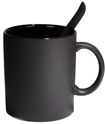 MTFBQ Taza De Café De Gran Capacidad，Taza De Cafe Personalizada Leche Y Té Taza De Té para Oficina Y Tazas De Café En Casa Cerámica Mate Negro