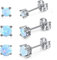 JSDDE 6 Stücke Damen Ohrringe mit Opal, 3-5mm Blaue Opal Ohrstecker, Ohrringe für Damen Frauen Mädchen