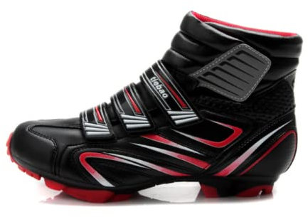 Radschuhe Winter Fahrradschuhe MTB Radsportschuhe Herren/Damen rutschfeste kompatibles Shimano SPD-System - Rot 46 EU