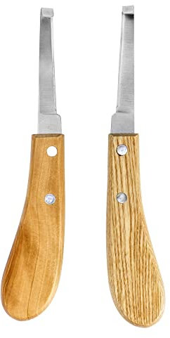 QWORK® 2 pièces couteaux à sabots, grattoir à sabots 21.5 cm droitier et gaucher, couteau à sabots avec manche ergonomique, pour bovins, ovins, chevaux