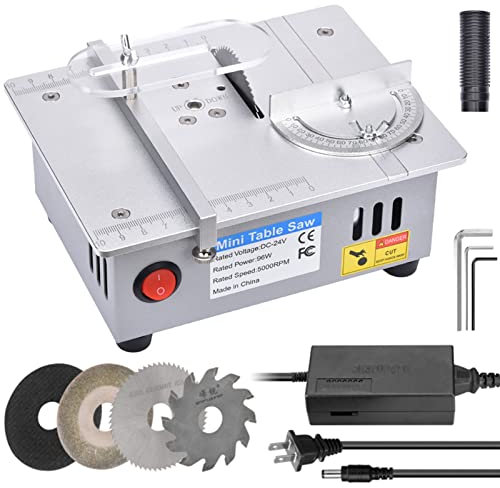 Multifunctional Table Saws, Mini Tabletop Portable Precision Table Saws for Woodworking Crafts Hobbies, Small Household Handmade Bench Saw Cutting Machine Adjustable Blade/Speed/Angle