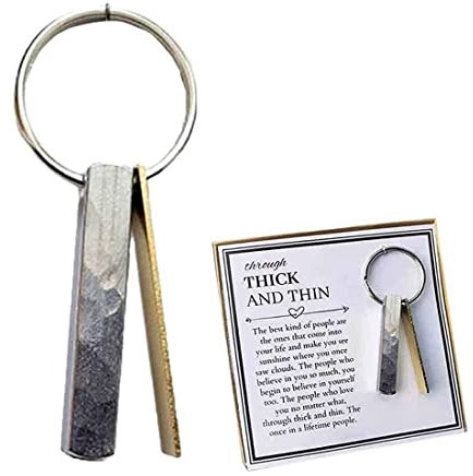 GAUEIOUR Through Thick and Thin Keychain-Stainless Steel Material is Not Easy to Deform,New Creative Birthday Gift for Friends and Girlfriends, Link Your Friendship and LOVE.