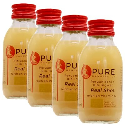 Pure Shot Pomme Gingembre Bio Végétalien Sans Sucre Sans Additifs 100% Bio (DE-ÖKO-005) 4 x 100ml