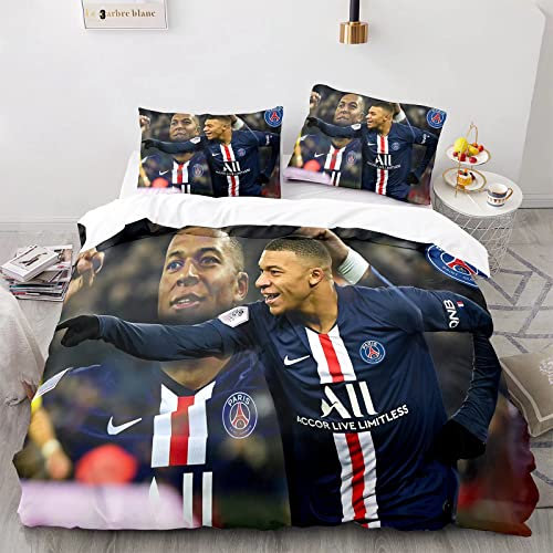 WINUO - Fußballstars in Paris Bettwäsche Set 135x200cm Mikrofaser - 3D Digital Print Bettwäsche und 1 Kissenbezug 80x80cm