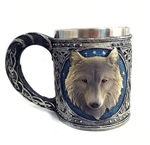 Wolf Coffee Goblet Mug Cup Stainless Steel Wolf 3D Water Drinking Goblet