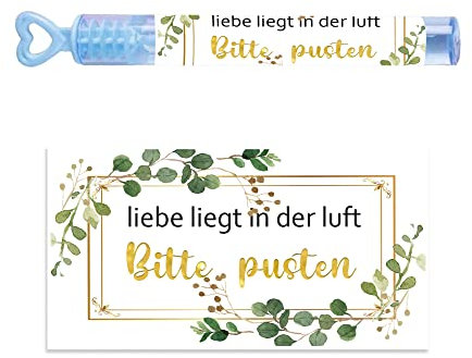 100 Stück Aufkleber für Hochzeit Seifenblasen, Liebe liegt in der Luft! Bitte pusten, Wasserdicht Seifenblasen Hochzeit Aufkleber, Selbstklebend Seifenblasenaufkleber, leicht zu kleben
