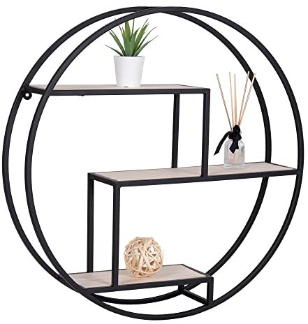LEBENSwohnART Modernes Regal Oslo Metall+Holz ca. D62cm