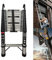 Telescoping Ladder 4.4M Extendable Portable Loft Ladder Foldable Multi-Purpose Telescopic Ladder with Detachable Hooks for Roof Work, Window Cleaning, Indoor Decorating