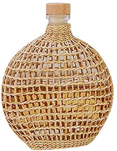HEMOTON Weinflasche Blumenbehälter Glas Bodenvase Wein Gärkrug Herzstück Tischdekoration Vase Natürlichem Seegras Aus Glas Trockene Kunstblumenvase Ballon Schreibtisch Büro Rattan