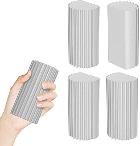 Magical Dust Cleaning Sponges Damp Clean Duster Sponge Household Cleaning Sponge for Cleaning Blinds Baseboards and Vents 4 Pcs Reusable Dusters Sponges Grey