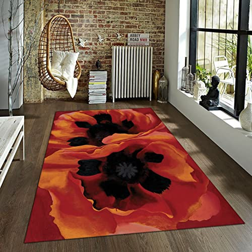 Wewoo Home Moderne Orange Flora Teppich Maschine waschbare Bunte Blumen Bereich Teppich für Wohnzimmer Esszimmer und Küche Ästhetisches Dekor 60x110cm