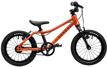 RASCAL BIKES Superleichtes Kinderfahrrad Rascal 14 mit Riemenantrieb. Gewicht nur 5,5kg für Kinder von 90cm bis 105cm, Farbe Flame