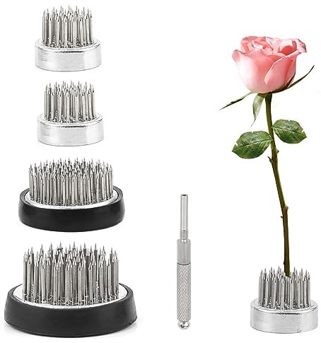 DBREAKS Blumen Frosch, 4 Stück Steckigel Blumen, Kenzan Blumendekoration, Rund Blumenigel, Flower Frog Blumenarrangement, Blumenhalter Ikebana, Edelstahl-Nadel für Blumenschmuck (23mm*2/40mm*1/46mm*1)