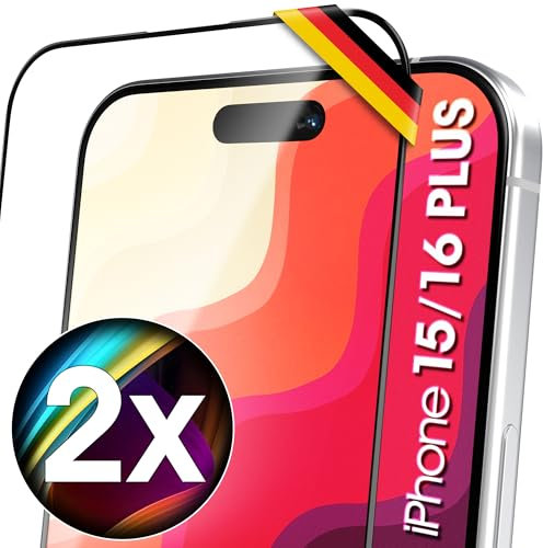 UTECTION 2X Full Screen Schutzglas für iPhone 16 Plus & iPhone 15 PLUS - 6.7 > Perfekte Größe für beide Modelle > Kinderleichte Anbringung > Ultra Robust und langlebig > Hier kaufen Sie Qualität