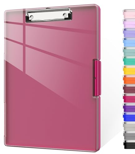 Piasoenc Klemmbrett mit Aufbewahrung, Klemmbretter mit 2 Aufbewahrungsboxen und A4-Papierordner, klare, trocken abwischbare Oberfläche, strapazierfähiger Kunststoff, Folio & seitliche Öffnung.