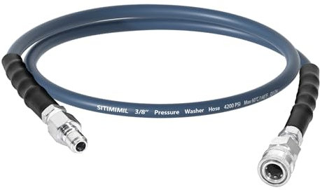 SITIMIMIL Pressure Washer Whip Hose 5FT 3/8'' pressure washer hose 5FT with Steel Wire Braided,Hose Reel Connector for Power Washer,Suitable for Ryobi,Troy Bilt,Greenworks,Simpson(4200PSI)