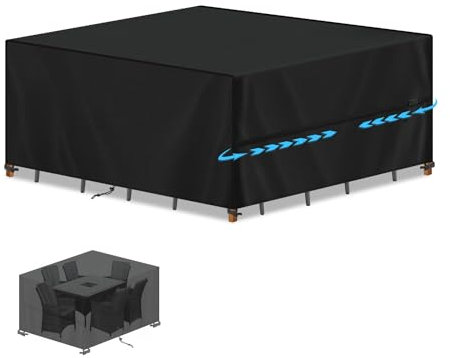 SIMPHAUS Gartenmöbel Abdeckung Wasserdicht, 200x160x74cm 420D Oxford Gewebe Abdeckplane Gartenmöbel Schutzhülle für Gartentisch, Sofas, Balkonmöbel, Anti-UV Loungemöbel Abdeckung