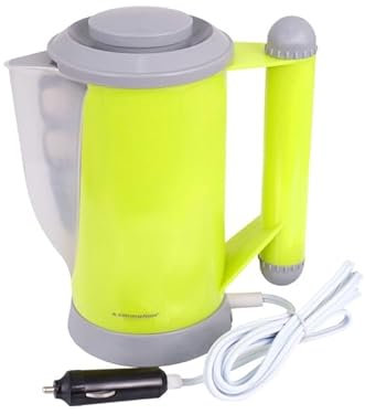 Carmotion Hervidor para Coche 12V 150W - Hervidor Portátil para Encendedor de Cigarrillos del Coche - Hervidor Viaje Calentar Café o Té 0.7l - Hervidor de Agua con 2 Tazas y Cubiertos