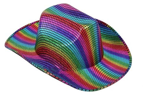 DRALOFAO Regenbogen Hut Cowboyhut Fasching, Westernhut, für Erwachsene, im Westernstyle, Karneval, Faschingshut, verschied Farben Regenbogen Kopfschmuck Cowboy Hut Bunt