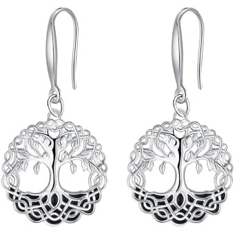 Micory Lebensbaum Ohrringe Hängend für Damen 925 Sterling Silber Baum des Lebens Creolen Schmuck Geschenk für Mädchen Frau Mutter Tochter