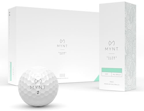 MYNT Talent Soft | Premium Golfbälle | Surlyn Beschichtung | 350 Dimple Design | Für Profis & Anfänger | Golfball in Weiß (12 Golfbälle)