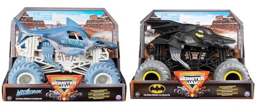Monster Jam, Official Megalodon Monster Truck, Collector Die-Cast Vehicle, Official Batman Monster Truck, Collector Die-Cast Vehicle, 1:24 Scale, Kids Toys for Boys Ages 3 and up