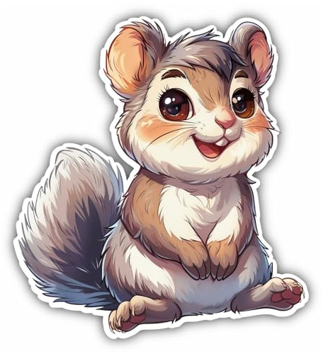 Samunshi® Süßes Kawaii Eichhörnchen als Sticker Anime Tiere Autoaufkleber für Motorrad Fahrrad Roller oder Auto Sticker Fahrrad Mtb Mountainbike Rennrad Cartoon Retro Aufkleber 9x10cm