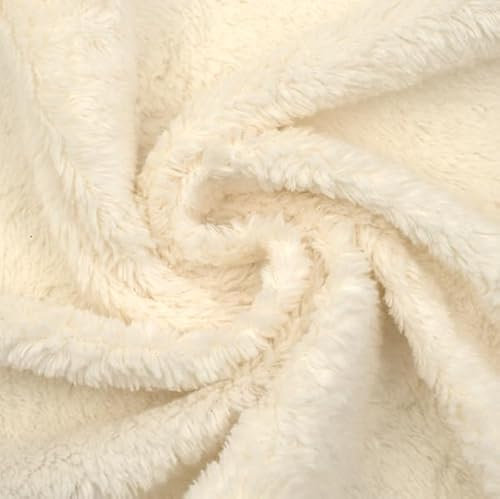 STOFFKONTOR Baumwoll Teddy Stoff -Öko-Tex Standard 100 - Meterware, Farbe Creme-Weiss - zum Nähen von Bekleidung und Dekorationen jeder Art