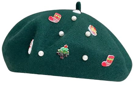 Amxleh Weihnachtsbaskenmütze, Baskenmütze, Wollmütze, Weihnachtsmütze für Frauen, warme Baskenmütze, Wollmütze, Partymütze, Wintermützen für Damen und Mädchen für Weihnachts- und Neujahrsferien