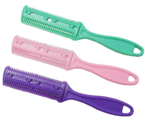 ANBOO Peigne Rasoir Pour Cheveux, 3 Pièces Peigne Effileur, Coupe Fourche Cheveux, Ciseaux Coiffure Desepaississant Cheveux, Peigne Coupe Cheveux Femme, Lame Acier Inoxydable Pour Coiffure DIY