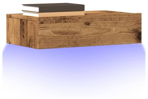 Iiaky 856343 Mobile Porta TV con Luci LED Legno Antico 60x35x15,5 cm Mobile TV Mobile Porta Televisore,Mobiletto Industriale Tavolino Basso Vintage Console per Salotto