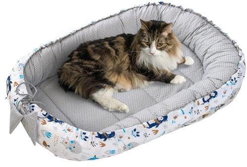 Medi Partners Katzenbett Hundebett 75x60x10cm Katzenschlafplatz Kleine Mittelgroße Hunde Kissen Kuschelbett Katzen Nest