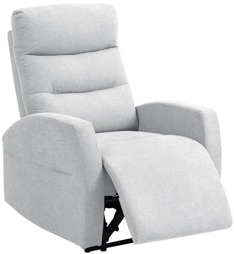 HOMCOM Relaxsessel, Fernsehsessel mit Liegefunktion, Gepolstert TV-Sessel mit Fußteil, Leinenoptik Ruhesessel für Wohnzimmer, Schlafzimmer bis 150 kg, Hellgrau