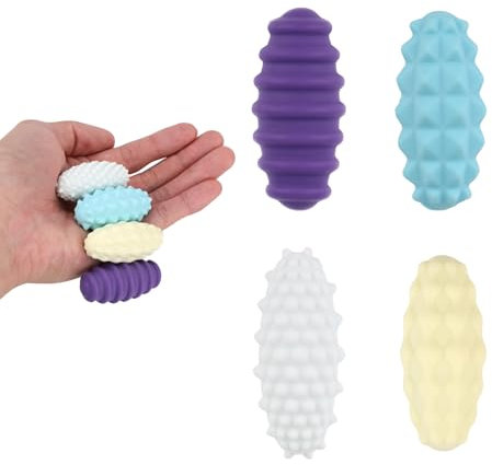 BOXOB 4 Stück Magnetische Fidget Bälle, Silikon Ovale Fidget Spielzeuge für Erwachsene und Teenager Texturierte Spielzeuge für Taktile Konzentration Leise Schreibtischmagnete Geschenk
