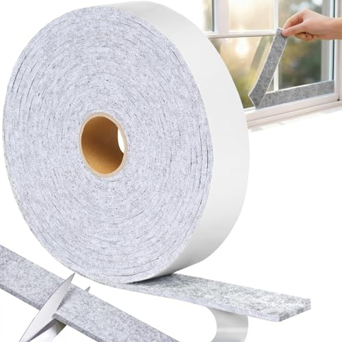 mawmuaw Feutrine Autocollante 12mx3cmx0.4cm Rouleau Feutrine Adhesive Gris | Patin Feutre, Autocollant, Absorber la Condensation, Peut être Librement Découpé, Fenêtres, Meubles, Chaises