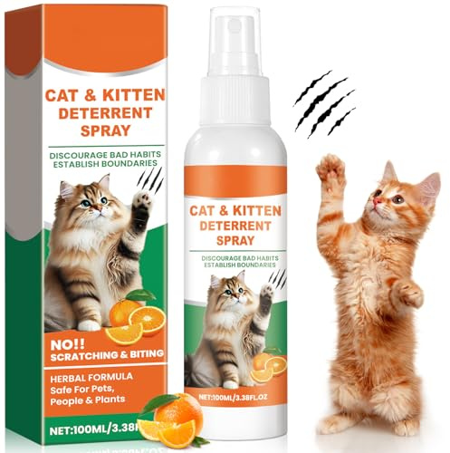Cat Repellent Spray for Gardens, Cat Deterrent Spray Indoor & Outdoor, Anti Scratch Cats to Stop Pooping Weeing Anywhere in House, Prevent Kitten from Scratching Furniture, Effective & Safe