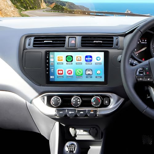 Android 14 Car Stereo for Kia Rio 2011 2012 2013-2015 with CarPlay Wireless Android Auto Head Unit 2 Din Car Radio 9 Inch HD Touch Screen GPS WiFi FM RDS Bluetooth SWC Mirror Link Backup Camera