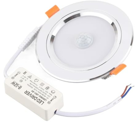 Zerodis Deckeneinbauleuchte mit 18 LEDs und Bewegungsmelder, weiß, Innenbeleuchtung für Flure und Parkplätze (18 Lampenperlen)