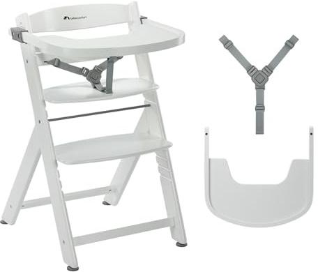 Bebeconfort Timba 2 Mitwachsender Hochstuhl, 6+ Monate, Bis 110 kg, Ergonomischer Baby & Kinderhochstuhl Holz, Fast alle Esstische, Abnehmbares Tablett, Sitz + Fußstütze verstellbar, White