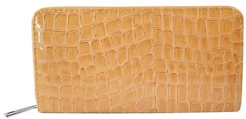 Cham Cham Geldbörse für Damen aus Kunstleder in Braun, Geldbeutel mit Reißverschluss in 10 x 19 x 2,8 cm