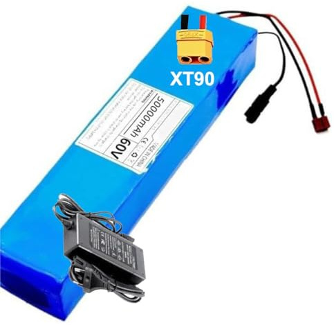 60V 50AH E-Bike Pedelec Akku 16S2P Für Elektrofahrräder Akku Zweiradroller Wasserdichtes PVC Material Mit Ladegerät Eingebauter BMS Für Rollstühle Und Spielzeugautos