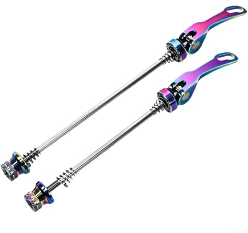 Aluminium Bike Wheel Axle Quick Release Skewer Set for Mountain Road Bicycle, Front Rear Hub 100mm 130mm, Lightweight Alloy Tool Free Wheel Removal(both)