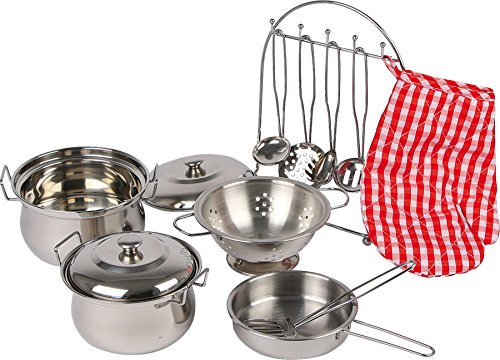 8968 Set stoviglie per cucina bambini Gustav in metallo small foot, incl. guanto da forno ed utensili di cucina, per cucine da gioco, a partire da 3 anni