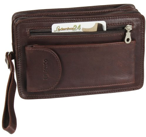 Branco Business Herren Handgelenktasche Leder Braun