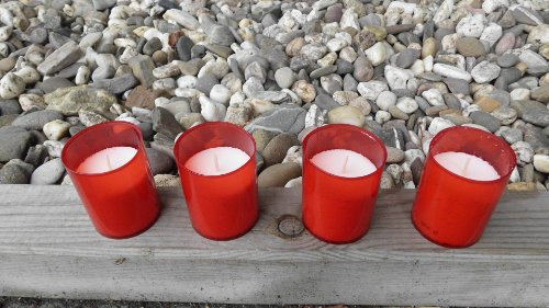Grablicht Grabkerze Öllicht Partykerze Partylicht rot 4 Stück