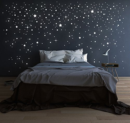 ilka parey wandtattoo-welt® Riesen Sternenhimmel 708 Stk. Sterne Wandtattoo fluoreszierend leuchtende Sterne Leuchtsterne selbstklebende Sterne Sternensticker M1228