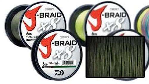 Daiwa 2 STK J-Braid 8 Braid 0.10mm, 6,0kg/13,0lbs, 300m dunkelgrün (Doppelpack)