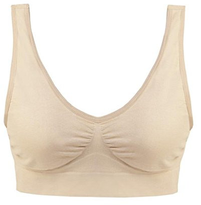 Boolavard Soutien-Gorge Rembourré Sportif Dentelle -Top Sport Bra Blanc, Beige, Noir, Bébé Rose, Violet, Turquoise, Aqua, Rose Cerise (XXXL 52+, Beige)