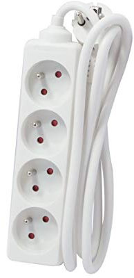CHACON Bloc Multiprise 4 Prises, Bloc 4 Prises - 3 m - Blanc